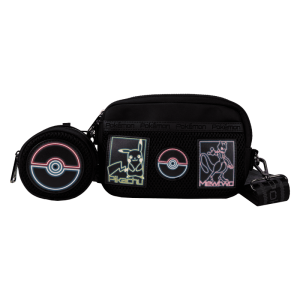 Pokémon Pikachu & Mewtwo Glow Nylon Sling Crossbody Bag with Coin Bag