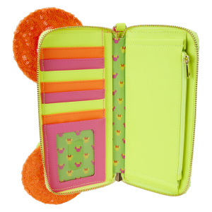 Minnie Mouse Exclusive Color Block Neon Sequin Zip Around Wristlet Wallet
